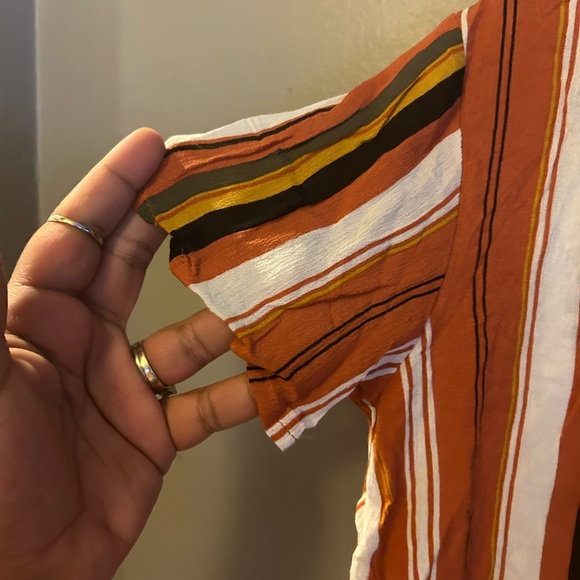 Forever 21 shirt - striped short sleeve tie front cropped top, NWT - Picture 5 of 7